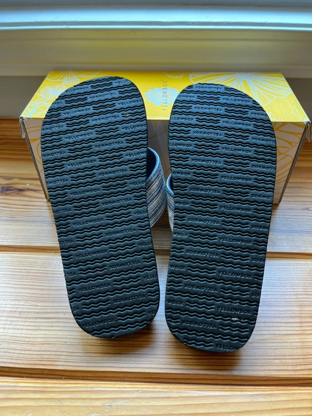 Yellow Box Blue Flip-Flop Sandals with Sequined Straps - Picture 4 of 5